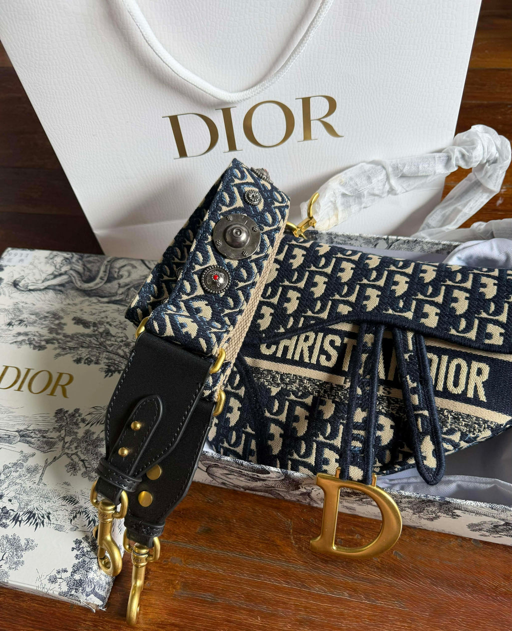 Embroidery Blue Saddle Bag